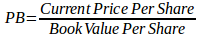 price to book value ratio